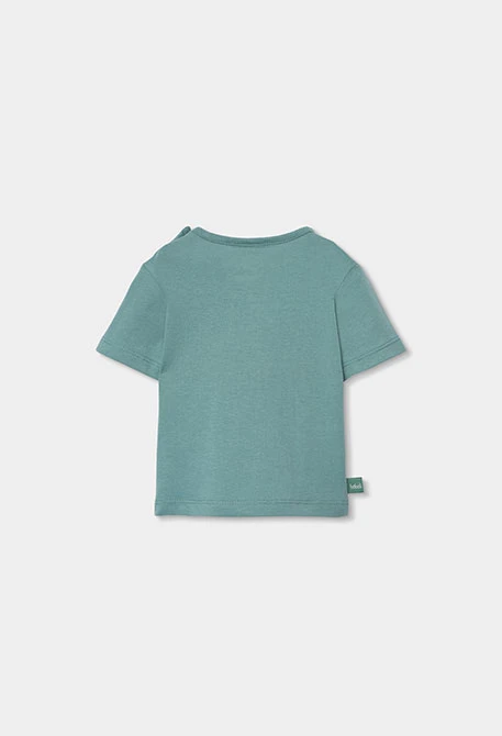 Baby-Set mit T-Shirt und kurzer Hose aus grünem Baumwolle.