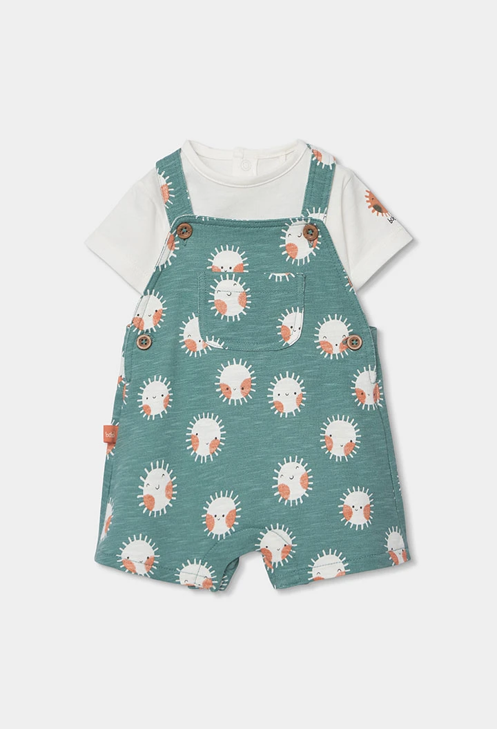 Baby set with printed cotton t-shirt and dungarees