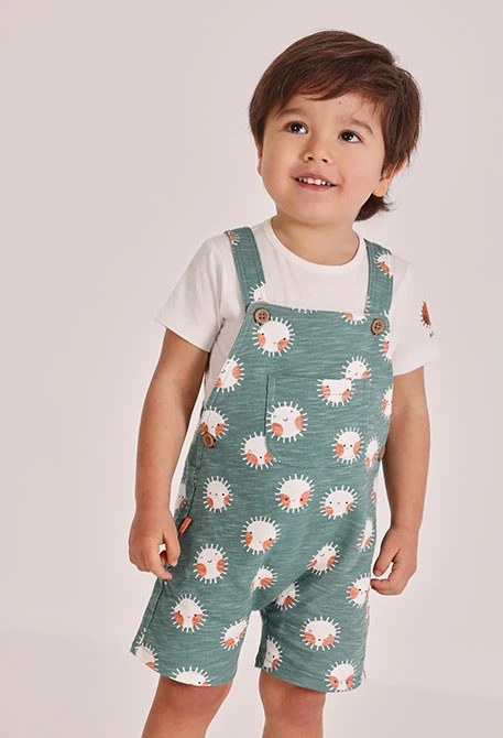 Ensemble bébé t-shirt et salopette en coton imprimé
