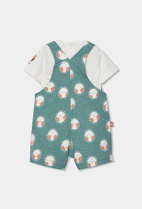 Baby set with printed cotton t-shirt and dungarees