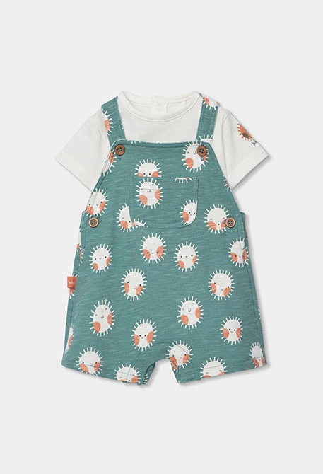 Conjunto bebé camiseta y peto algodón estampado