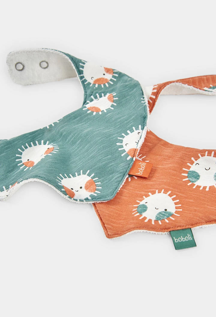Confezione di 2 bavaglini neonato in cotone stampato