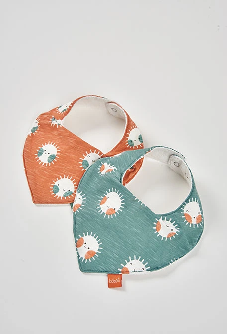 Lot de 2 bavoirs bébé en coton imprimé