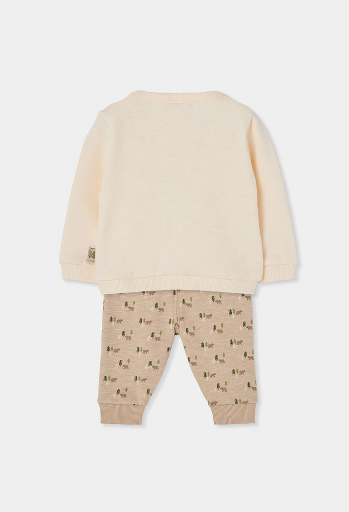 Conjunto de malha bebé menino cru estampado animais