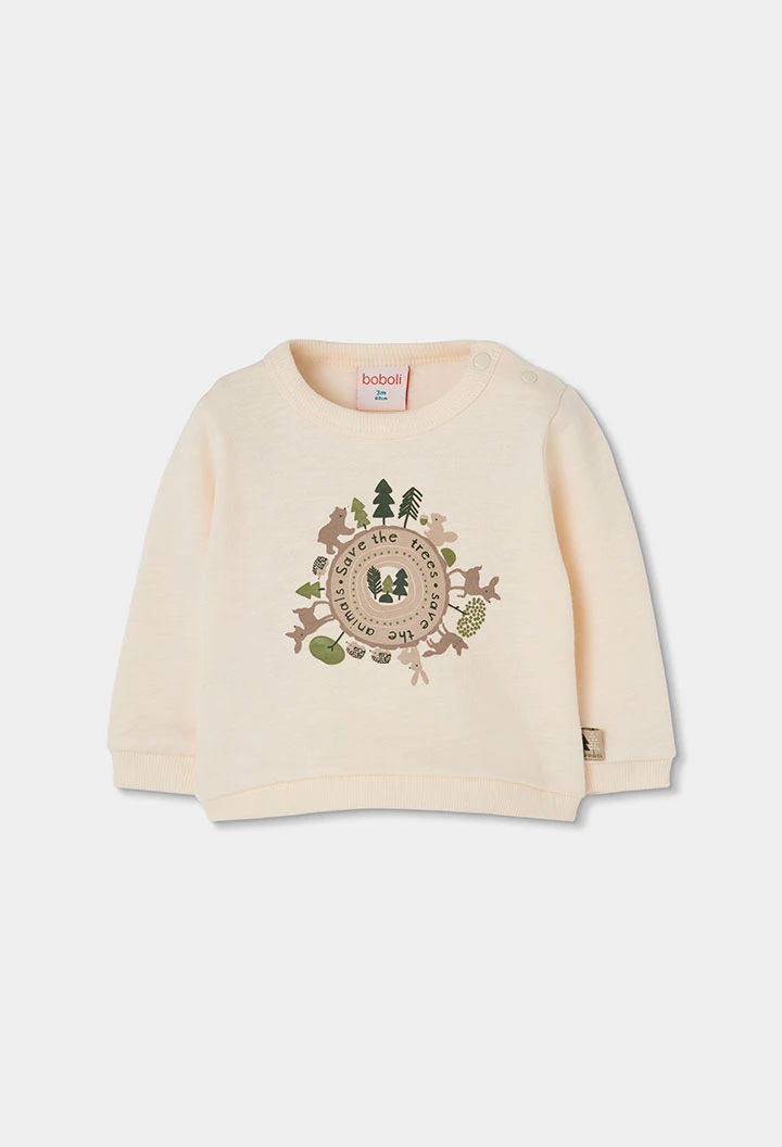 Conjunto de malha bebé menino cru estampado animais