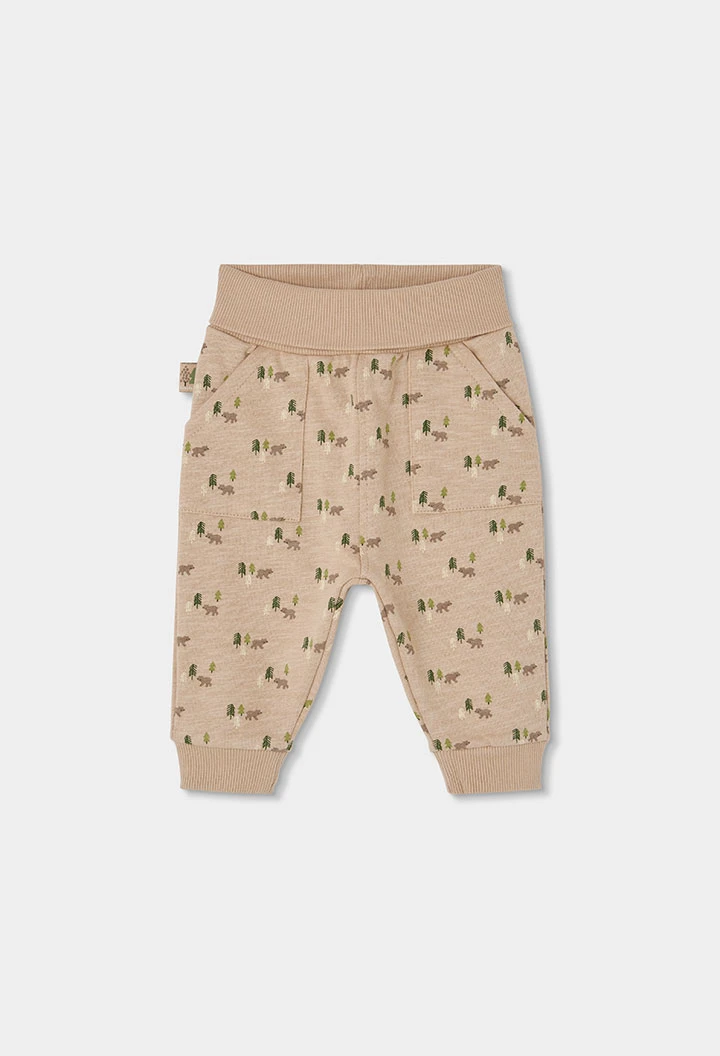 Conjunto de malha bebé menino cru estampado animais