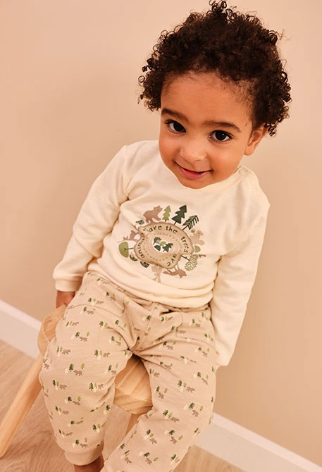 Conjunto punto bebé niño crudo estampado animales