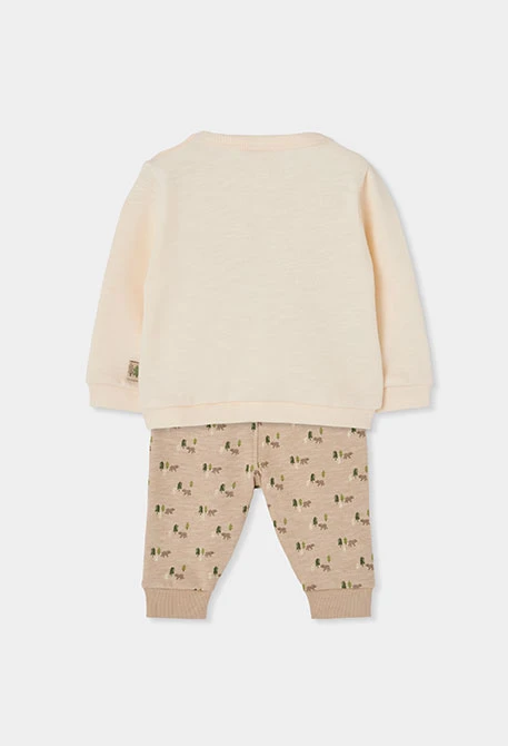 Ensemble maille bébé garçon écru imprimé animaux