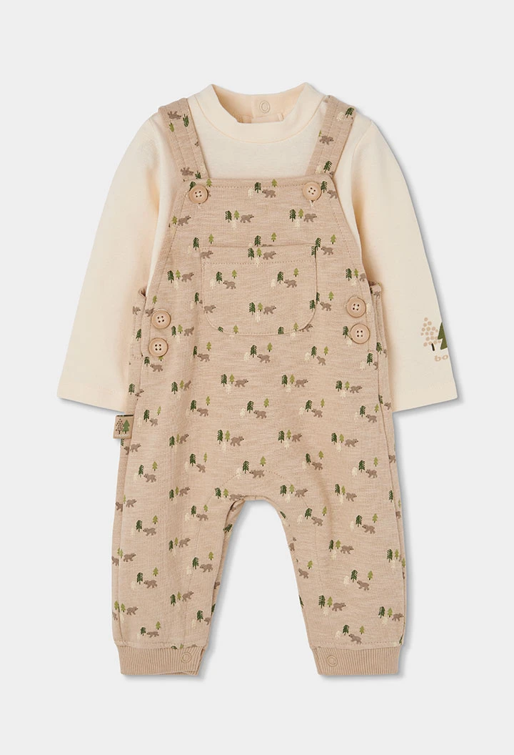 Conjunto malha bebé menino bege estampado ursos