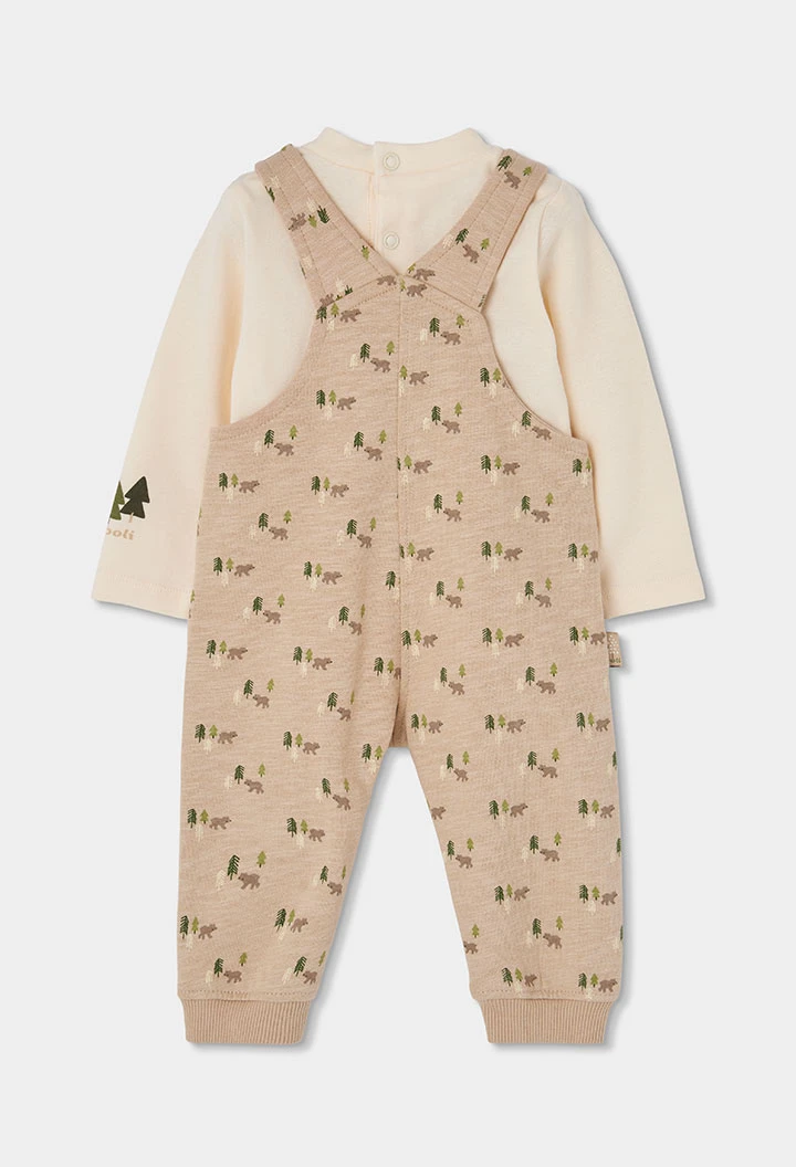 Conjunto malha bebé menino bege estampado ursos