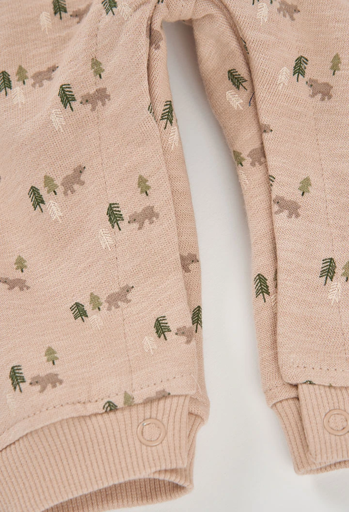 Ensemble maille bébé garçon beige imprimé ours