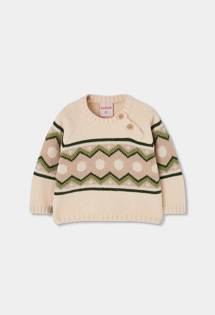 Conjunto cru bebé menino estampado jacquard