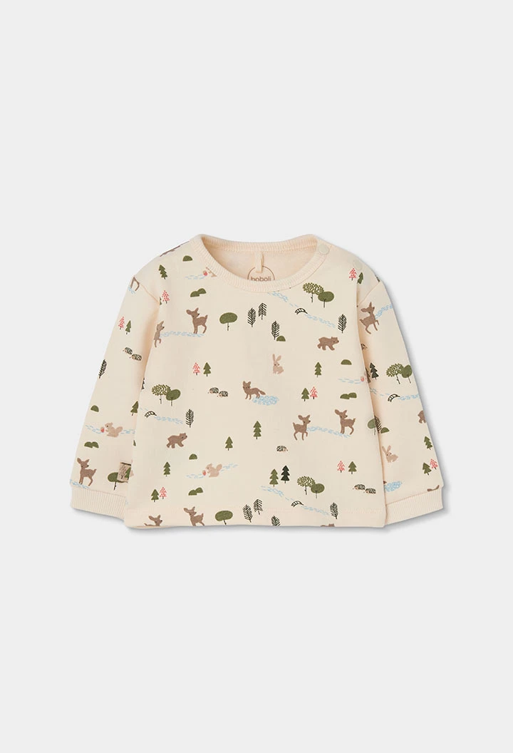 Ensemble maille bébé garçon vert imprimé forêt