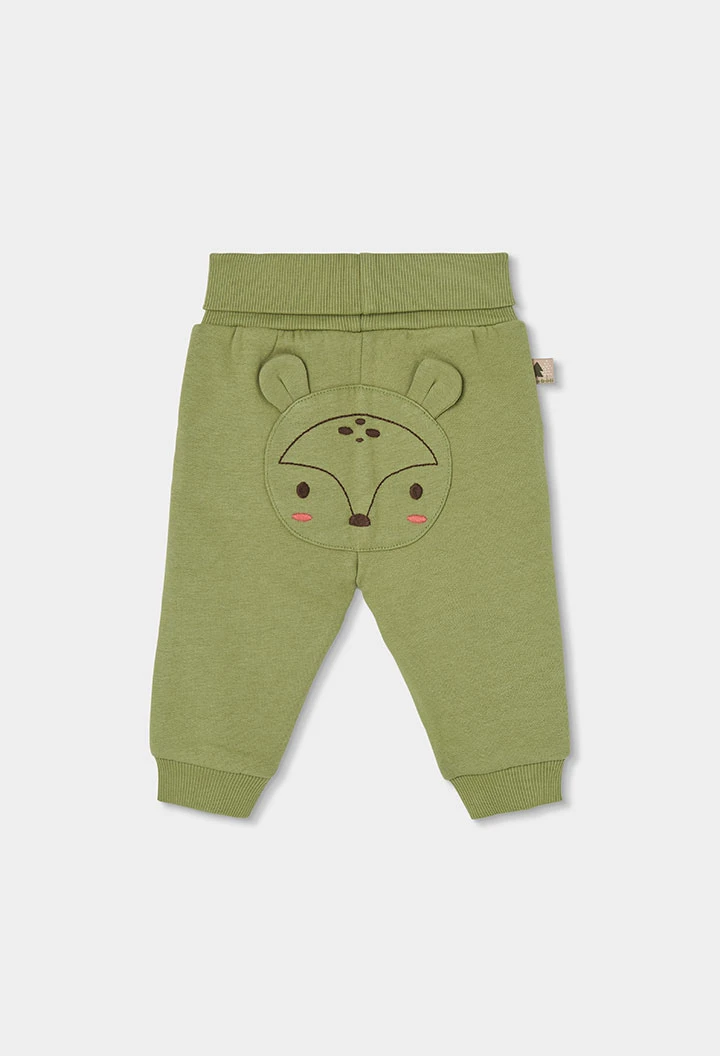 Ensemble maille bébé garçon vert imprimé forêt