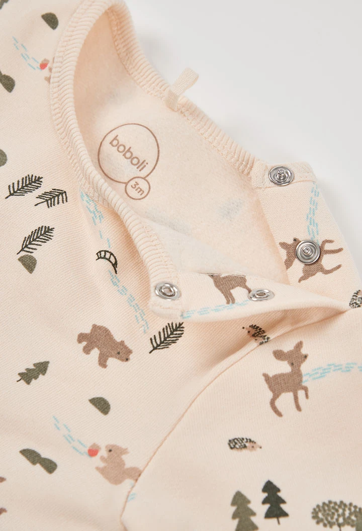 Ensemble maille bébé garçon vert imprimé forêt