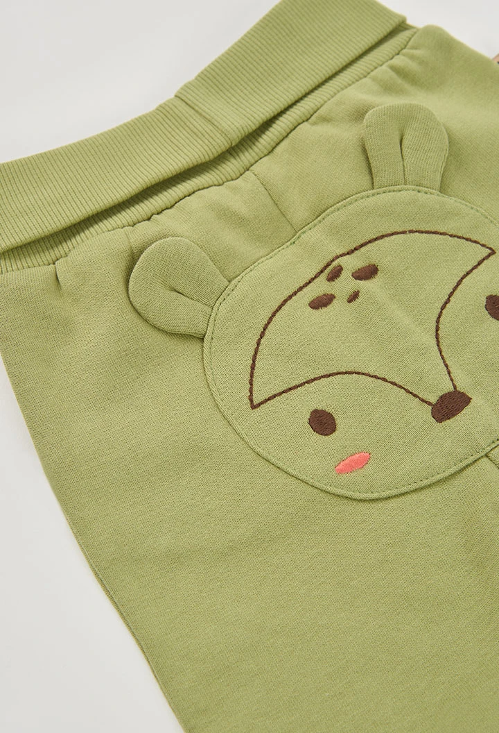 Ensemble maille bébé garçon vert imprimé forêt