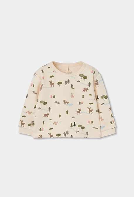 Ensemble maille bébé garçon vert imprimé forêt