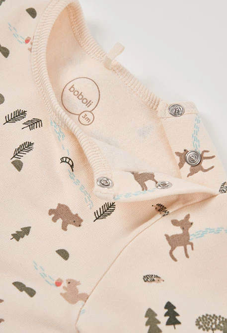 Ensemble maille bébé garçon vert imprimé forêt