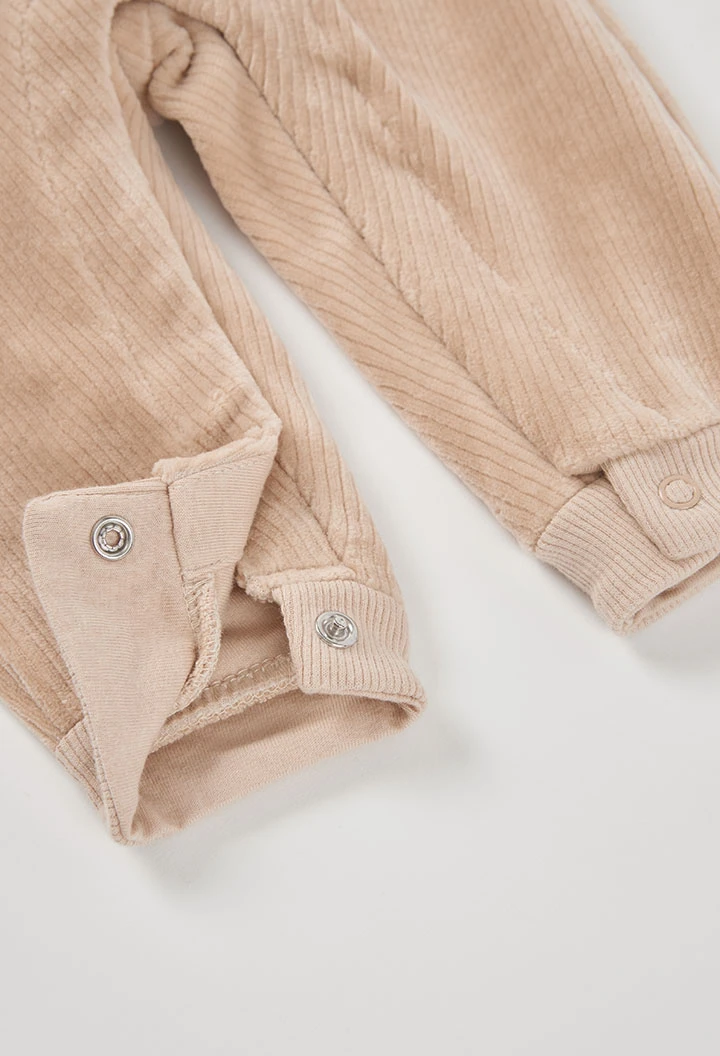 Ensemble maille bébé garçon beige imprimé forêt