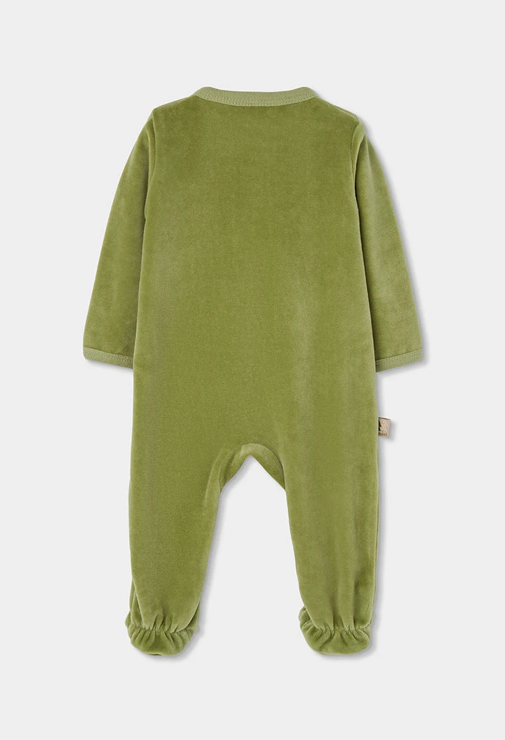 Pelele bebé verde bordado de zorro