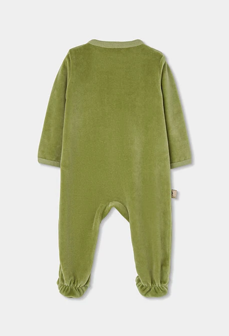 Grüner bestickter Baby-Strampler mit Fuchs