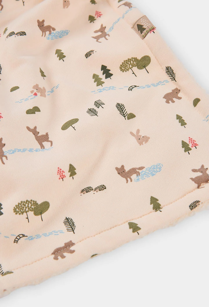Manta felpa bebé rosa estampado bosque animales