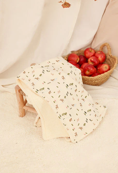 Pink forest animals print baby plush blanket