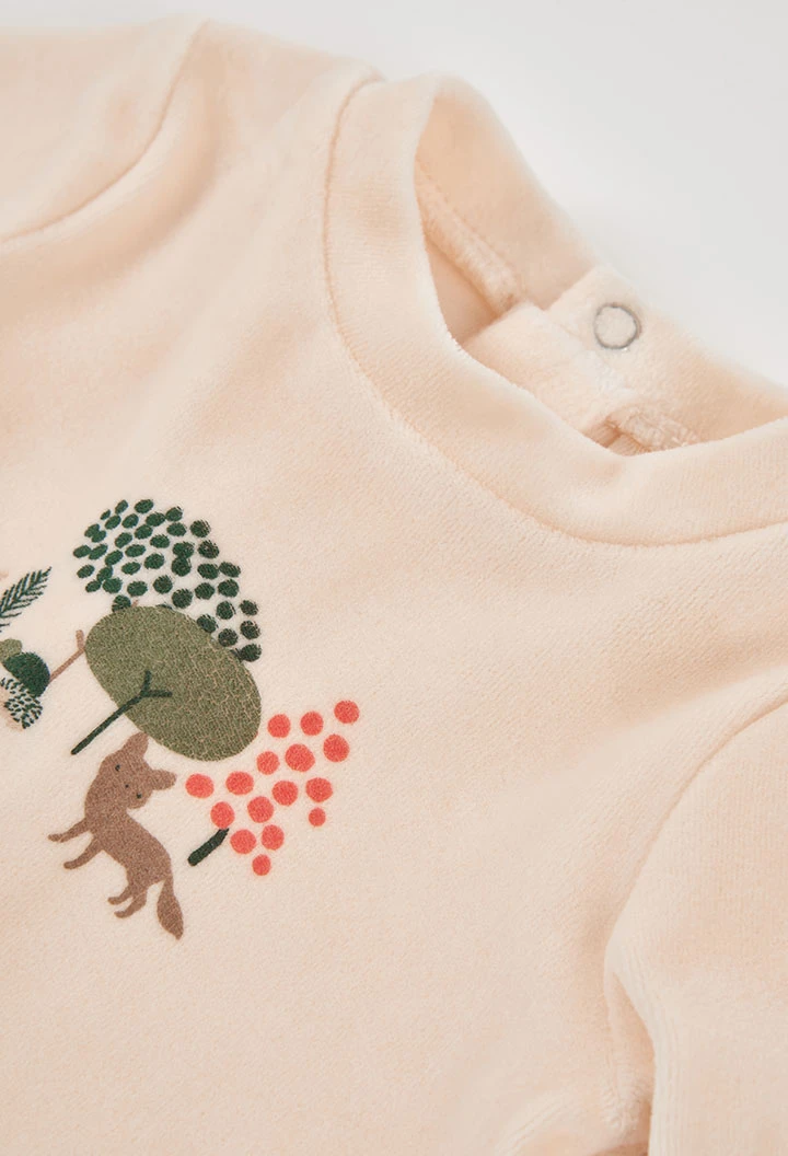 Ensemble maille bébé écru imprimé forêt animaux