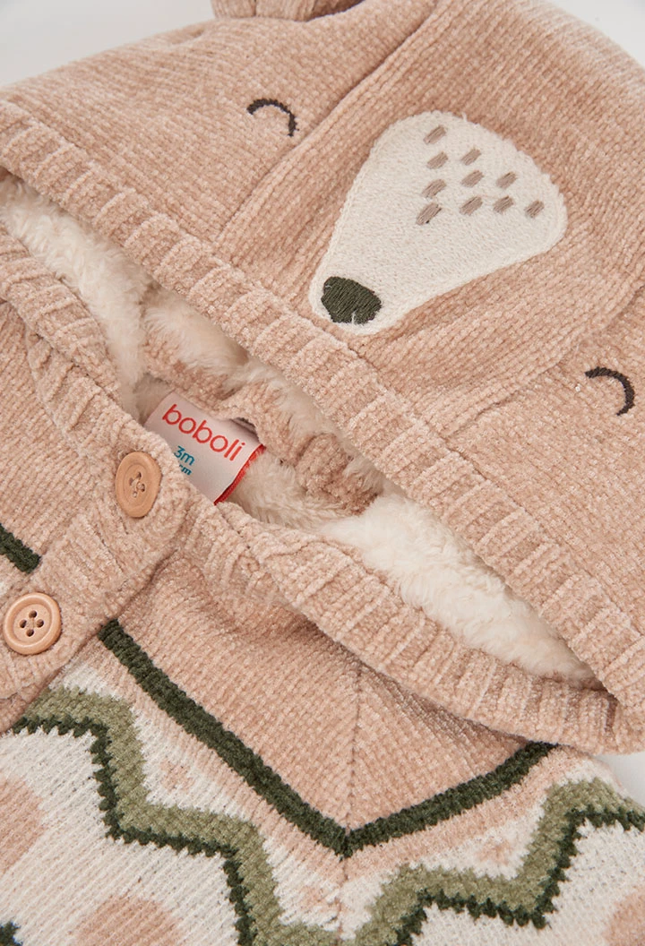 Veste maille bébé garçon beige imprimé zigzag