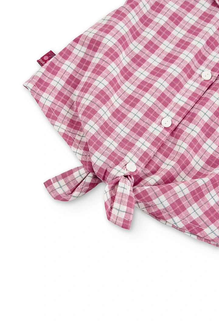 Blusa de tejido cuadros de bebé niña