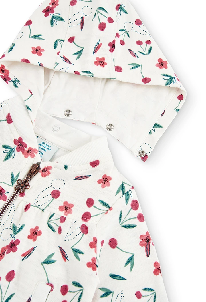 Chaqueta felpa estampada de bebé niña