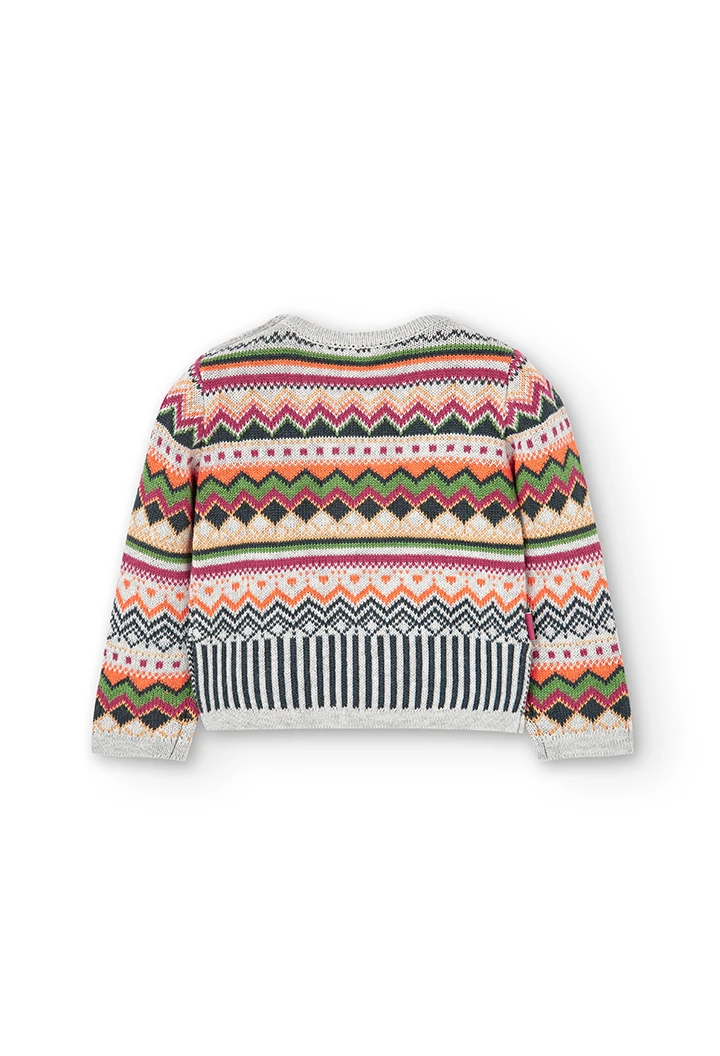 Pullover tricot jacquard para o bebé menina