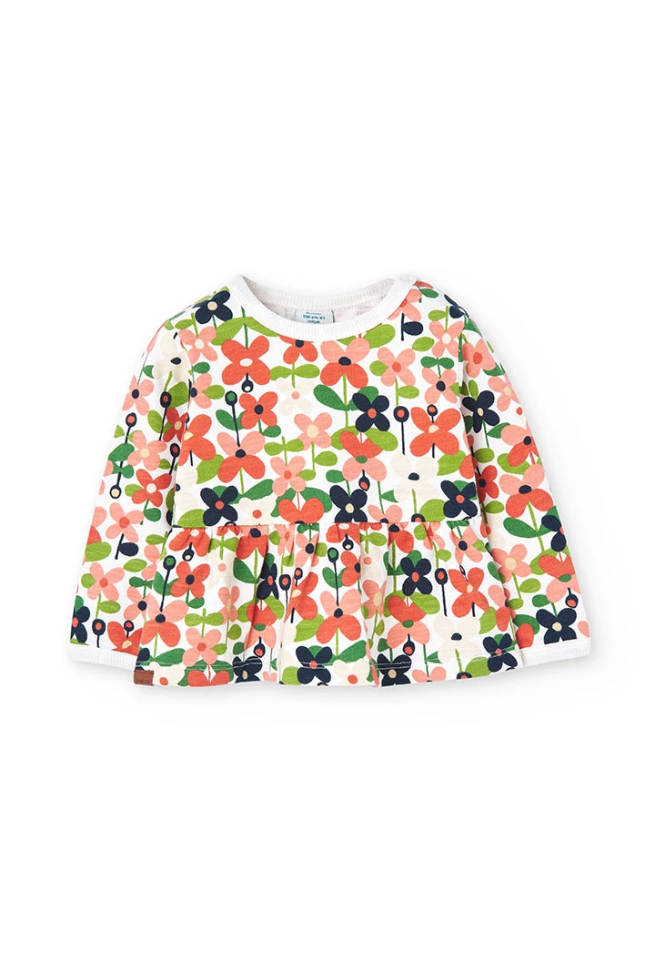 Sweatshirt de felpa com estampado de flores de bebé menina