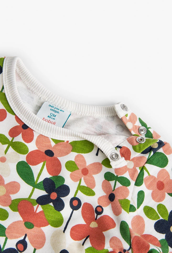 Fleece-Sweatshirt mit Blumenaufdruck für Baby-Mädchen