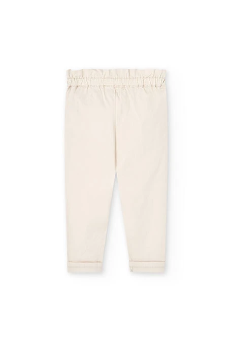 Baby girl's beige stretch gabardine trousers