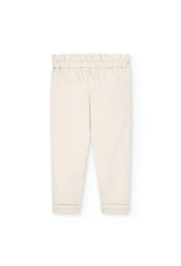Pantaloni in gabardine elasticizzati da neonata beige