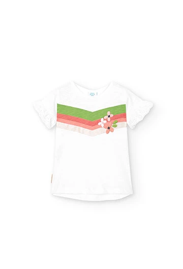 T-shirt tricoté fantaisie bébé fille en blanc