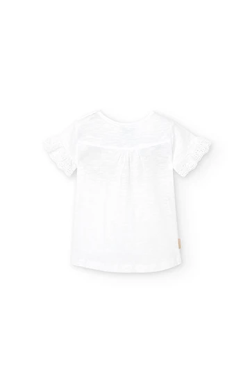 Maglietta in jersey flammé da neonata bianca