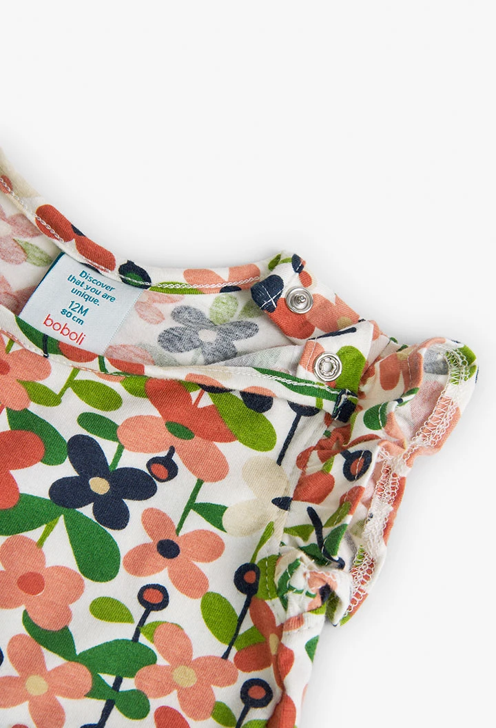 Camisola de malha estampado de flores de bebé menina