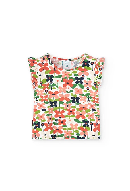 Baby girl's flower print knit t-shirt