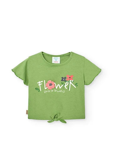 Camiseta de punto en verde de bebé niña