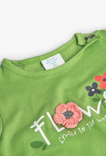T-shirt tricoté vert pour bébé fille