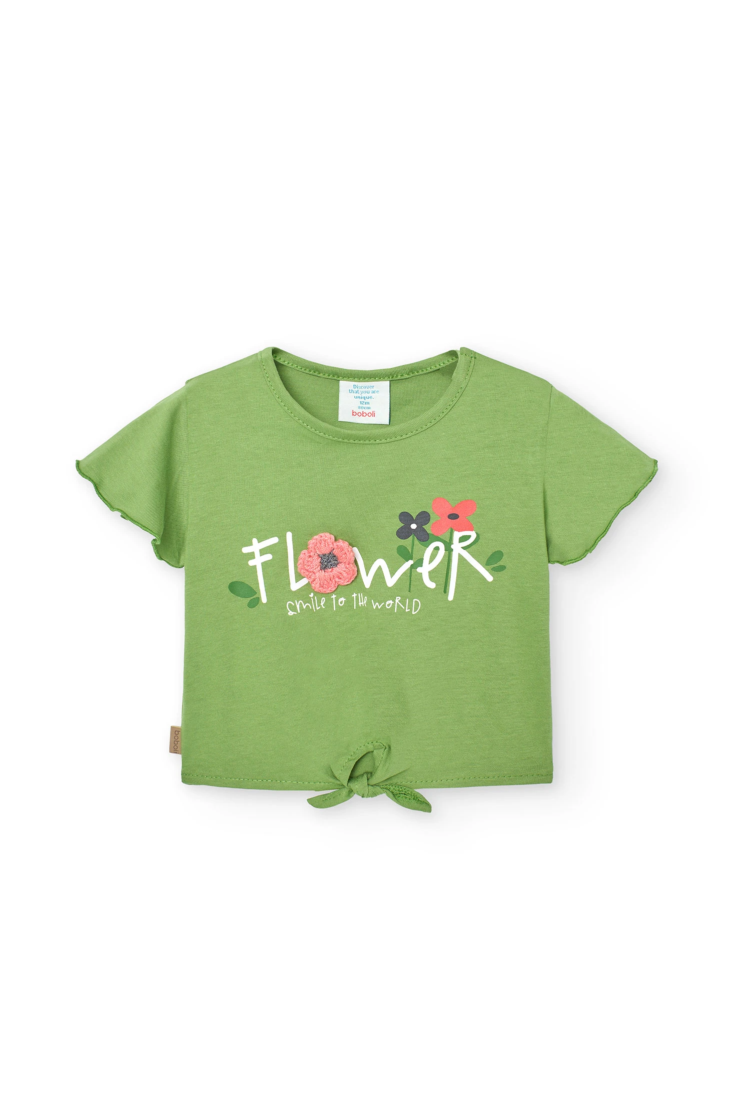 Camiseta de punto en verde de bebé niña