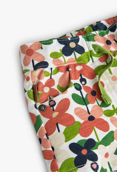 Baby girl's floral print plush shorts