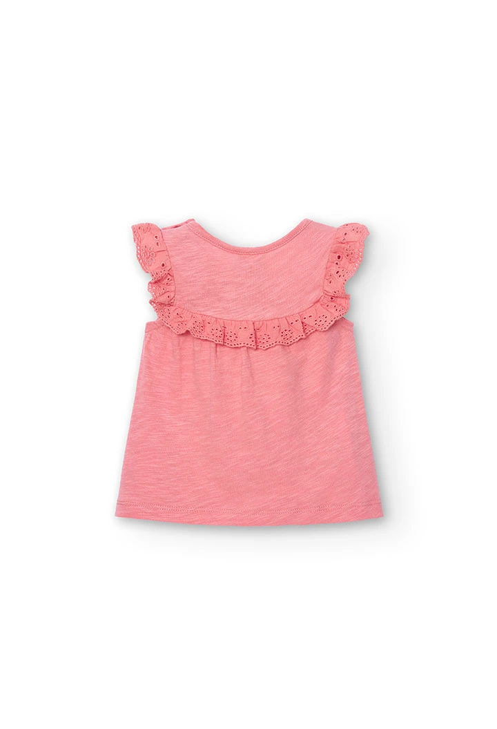 T-shirt tricoté pour bébé fille en couleur saumon