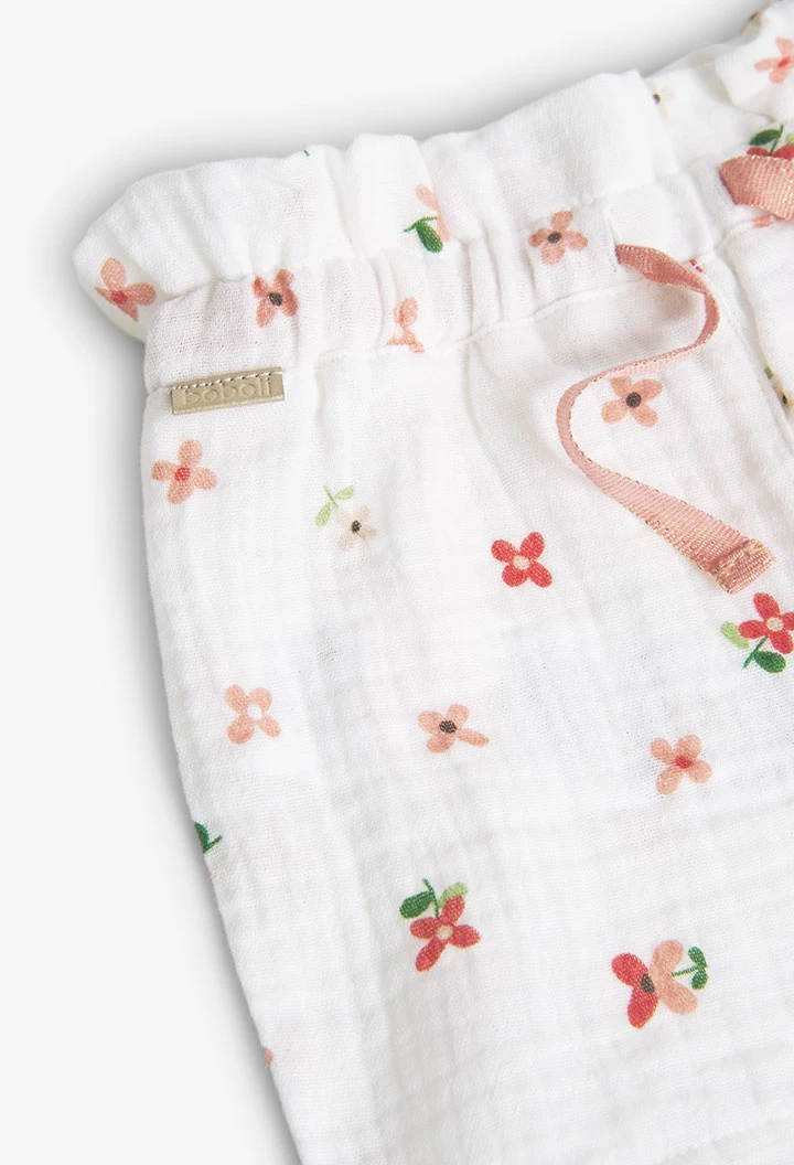 Calções estampada de tecido fantasia de bebé menina
