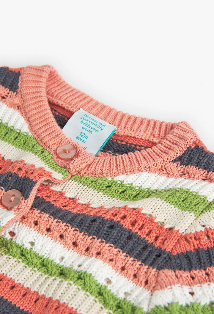 Tricotage-Jacke für Baby-Mädchen, in Farbe Lachs