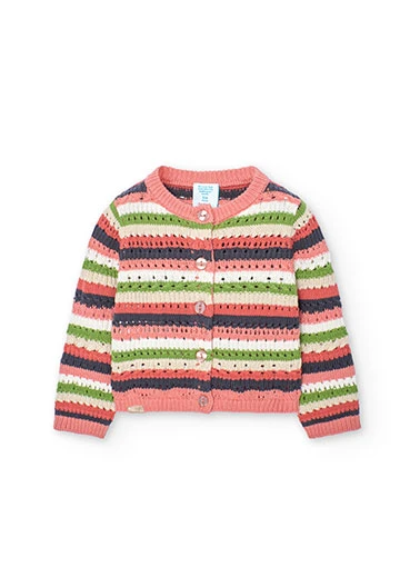 Baby girl\'s salmon knit jacket