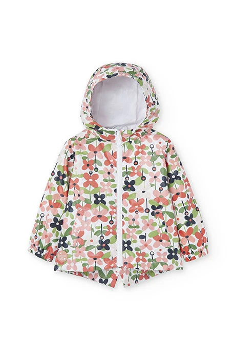 Baby girl's floral print technical fabric parka