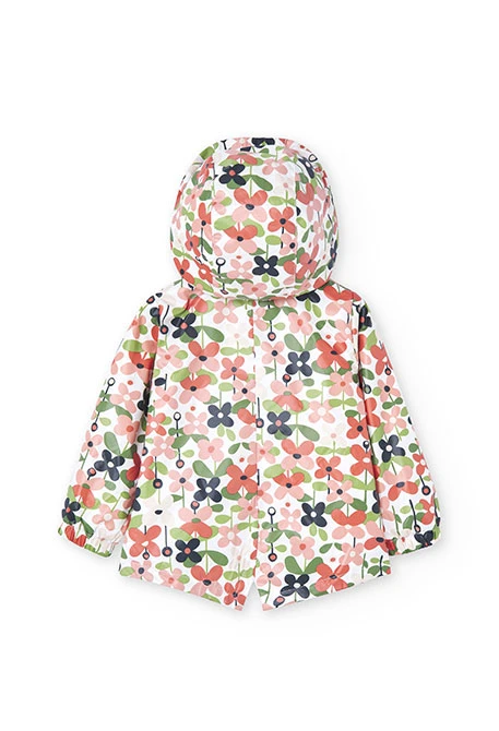 Baby girl's floral print technical fabric parka